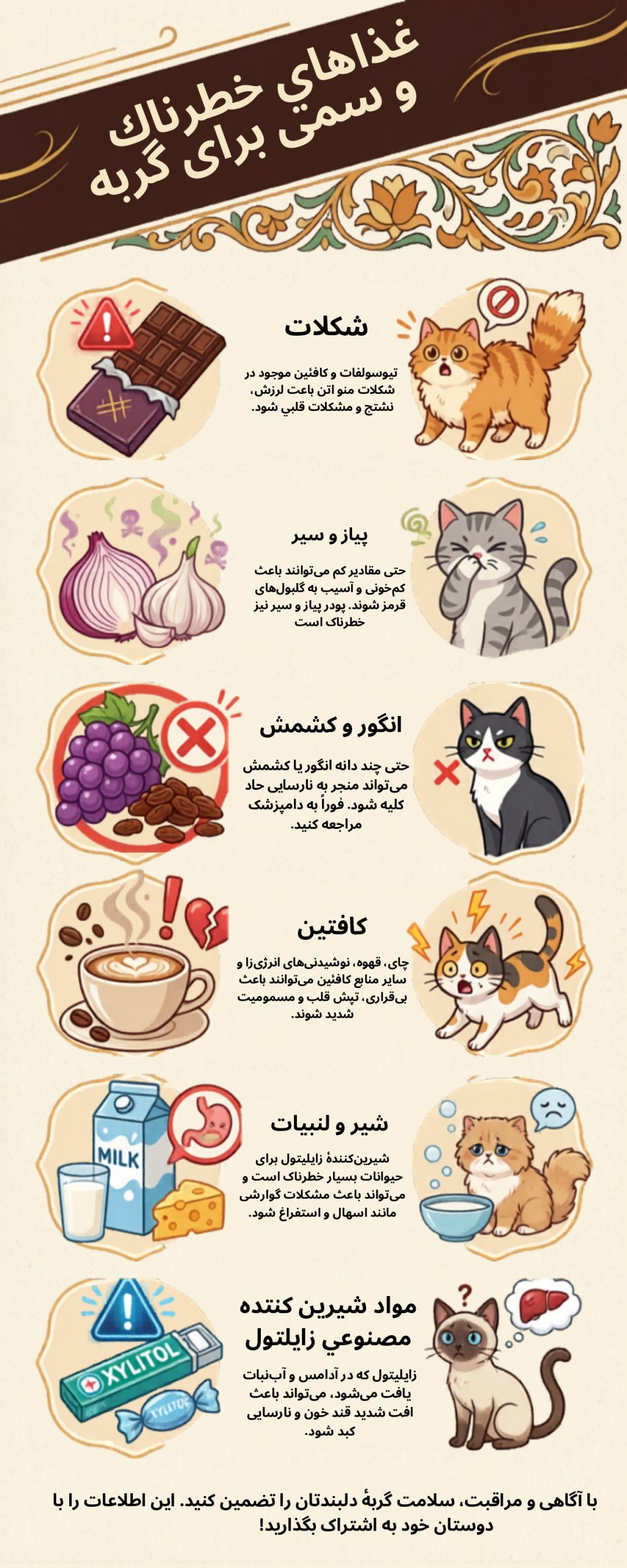 ذاهای ممنوع و سمی برای گربه خانگی