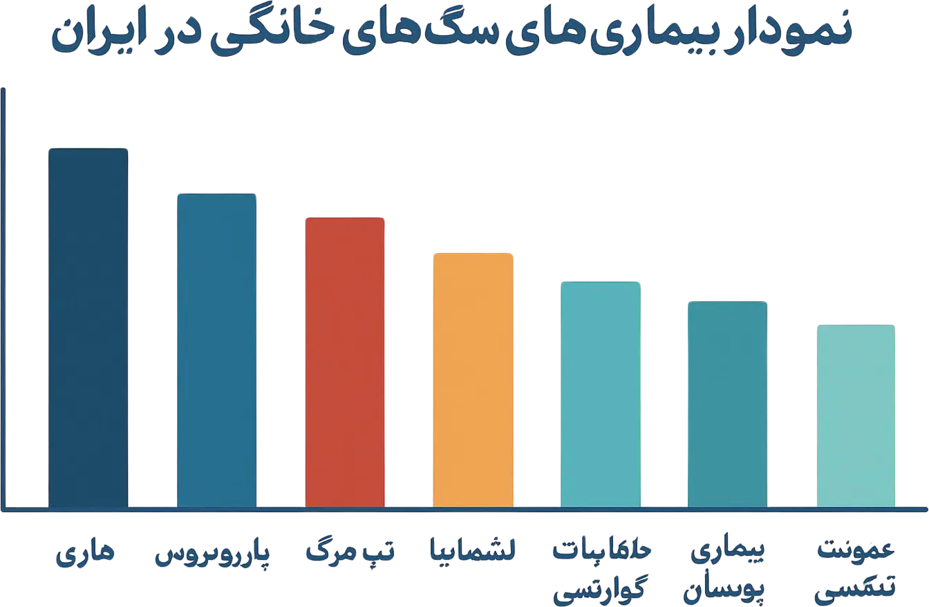 شایع‌ترین بیماری‌های سگ خانگی شامل پوستی، دندانی و عفونی